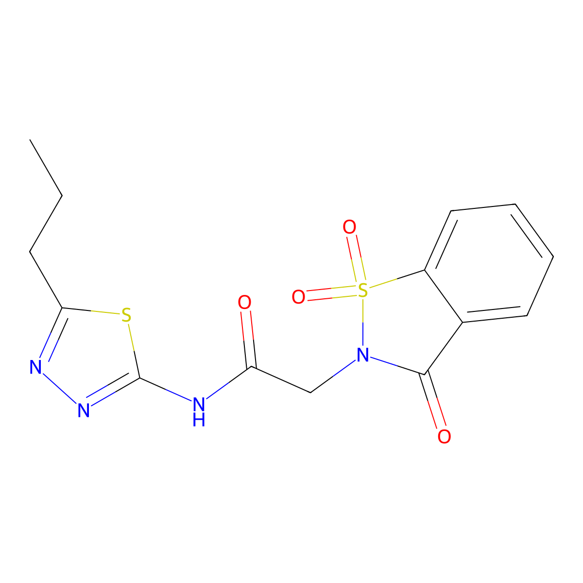 2-(1,1-dioxido-3-oxo-1,2-benzisothiazol-2(3H)-yl)-N-(5-propyl-1,3,4-thiadiazol-2-yl)acetamide molecular structure, CAS 663169-21-9