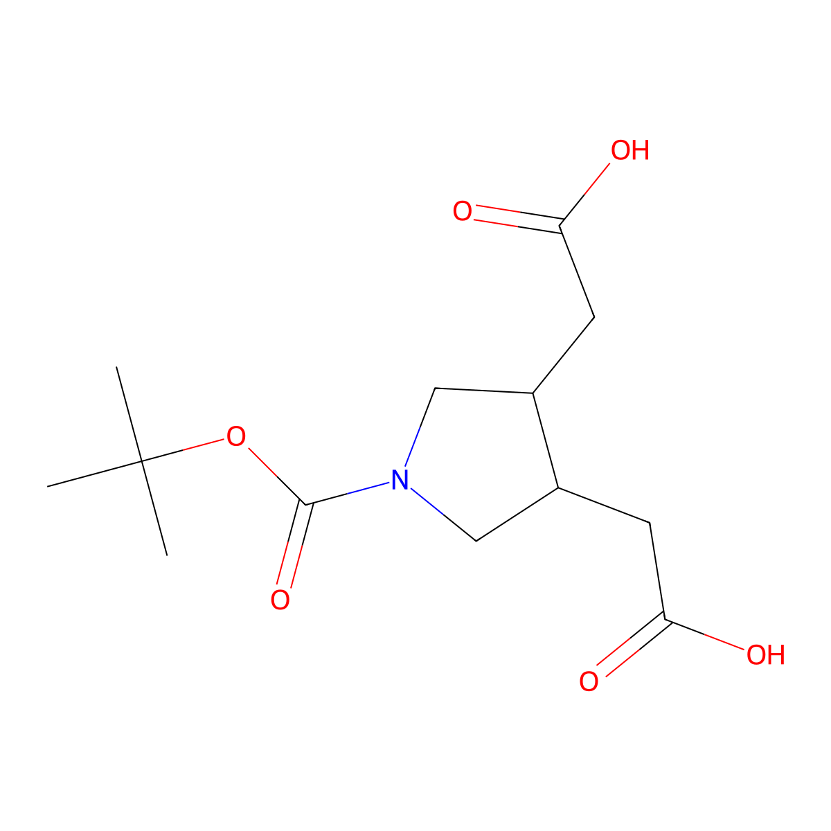 Tert-butyl (cis)-3,4-bis(carboxymethyl)-1-pyrrolidinecarboxylate molecular structure, CAS 663171-51-5