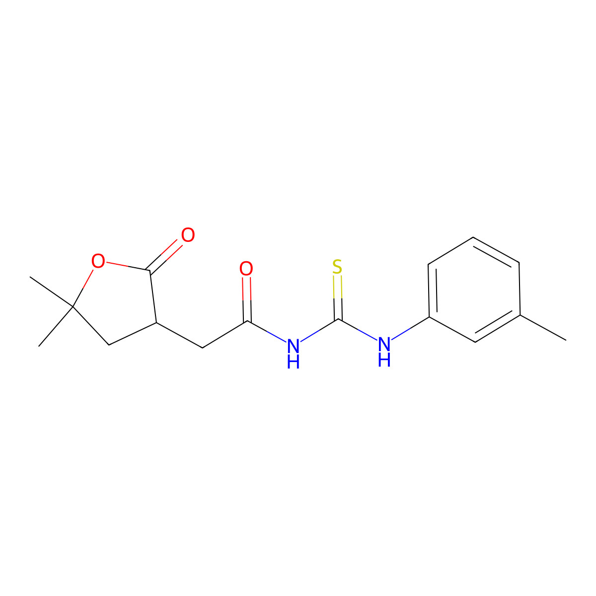 2-(5,5-dimethyl-2-oxooxolan-3-yl)-N-[(3-methylphenyl)carbamothioyl]acetamide molecular structure, CAS 663174-46-7