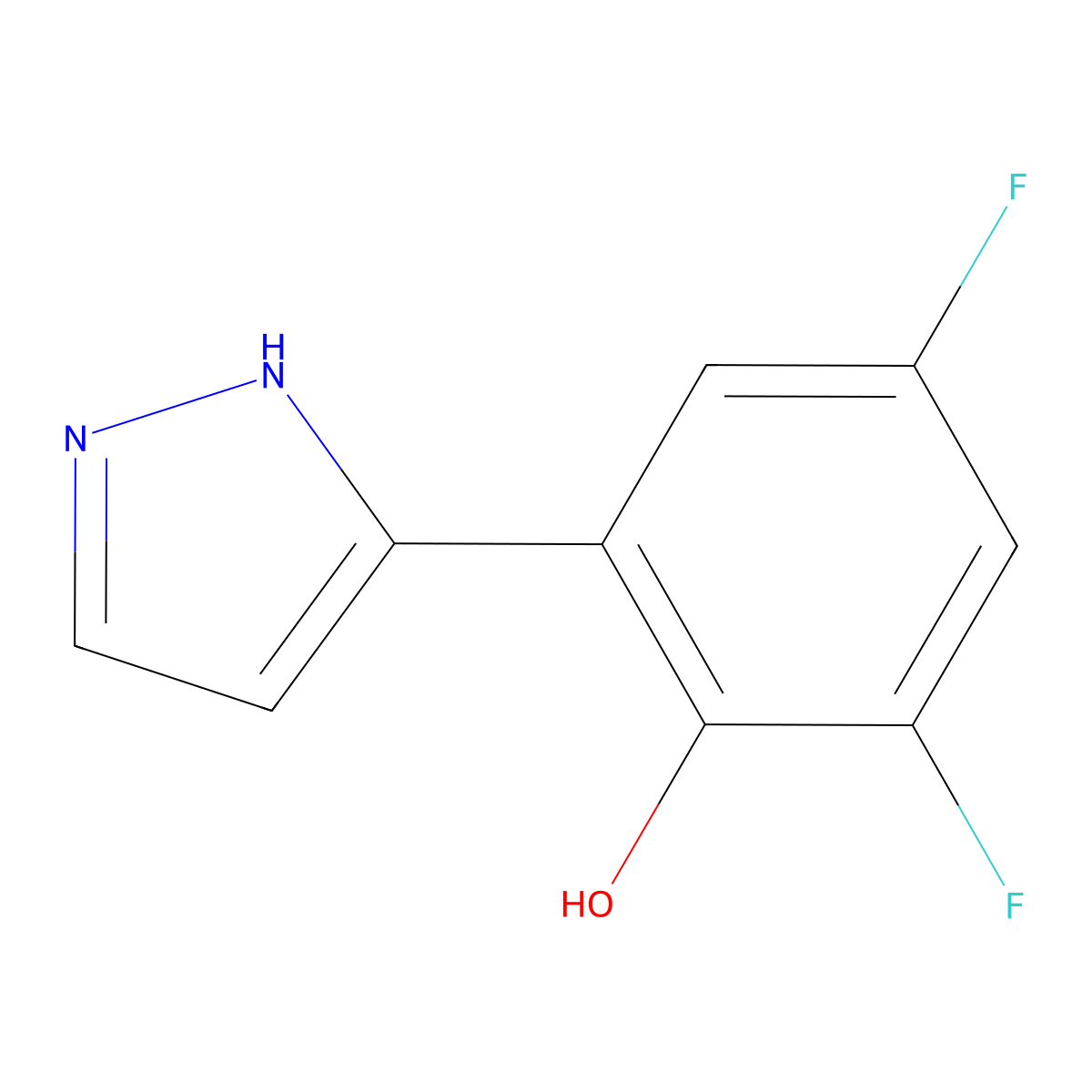2,4-difluoro-6-(1H-pyrazol-5-yl)phenol molecular structure, CAS 663179-74-6