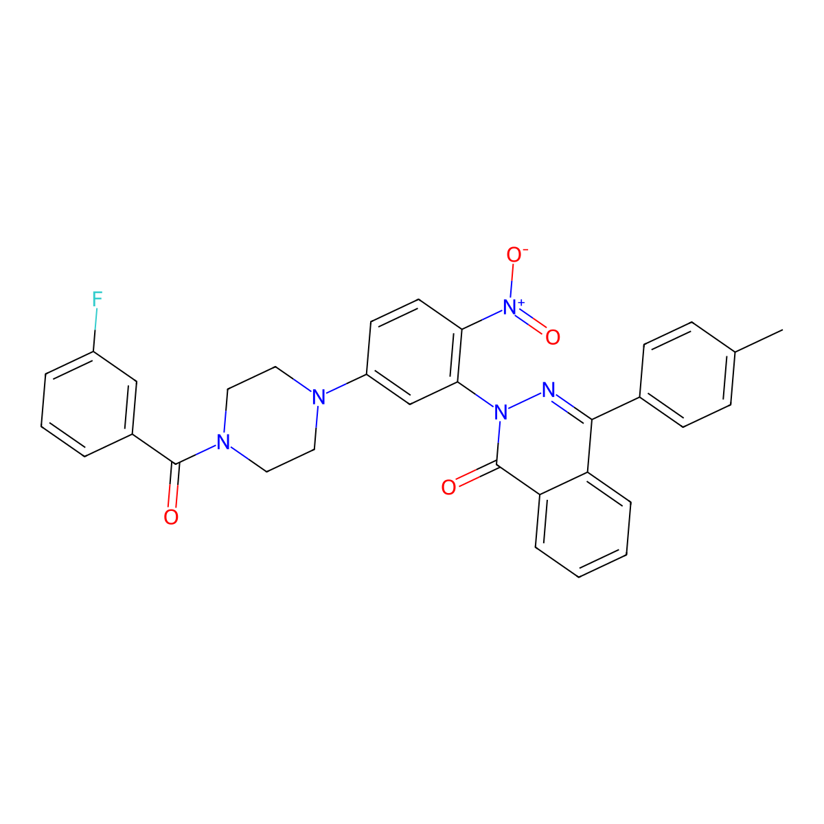 2-[5-[4-(3-Fluorobenzoyl)piperazin-1-yl]-2-nitrophenyl]-4-(4-methylphenyl)phthalazin-1-one molecular structure, CAS 663182-06-7
