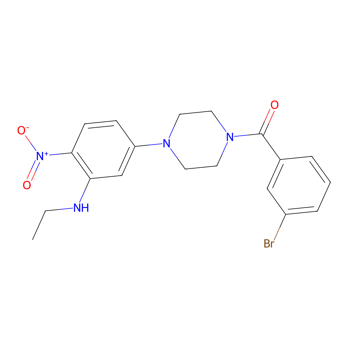 (3-Bromophenyl)-[4-[3-(ethylamino)-4-nitrophenyl]piperazin-1-yl]methanone molecular structure, CAS 663182-15-8