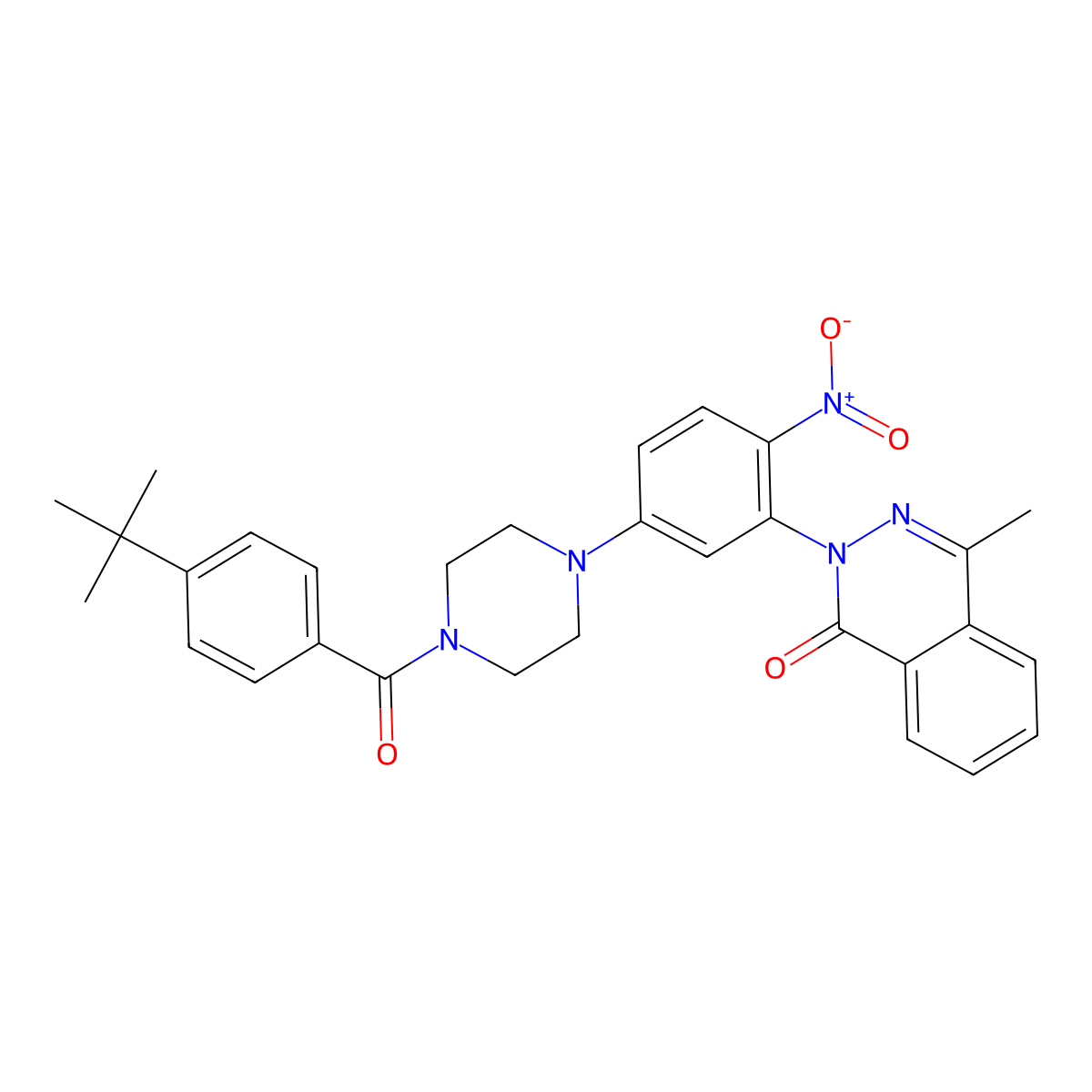 2-[5-[4-(4-Tert-butylbenzoyl)piperazin-1-yl]-2-nitrophenyl]-4-methylphthalazin-1-one molecular structure, CAS 663182-17-0