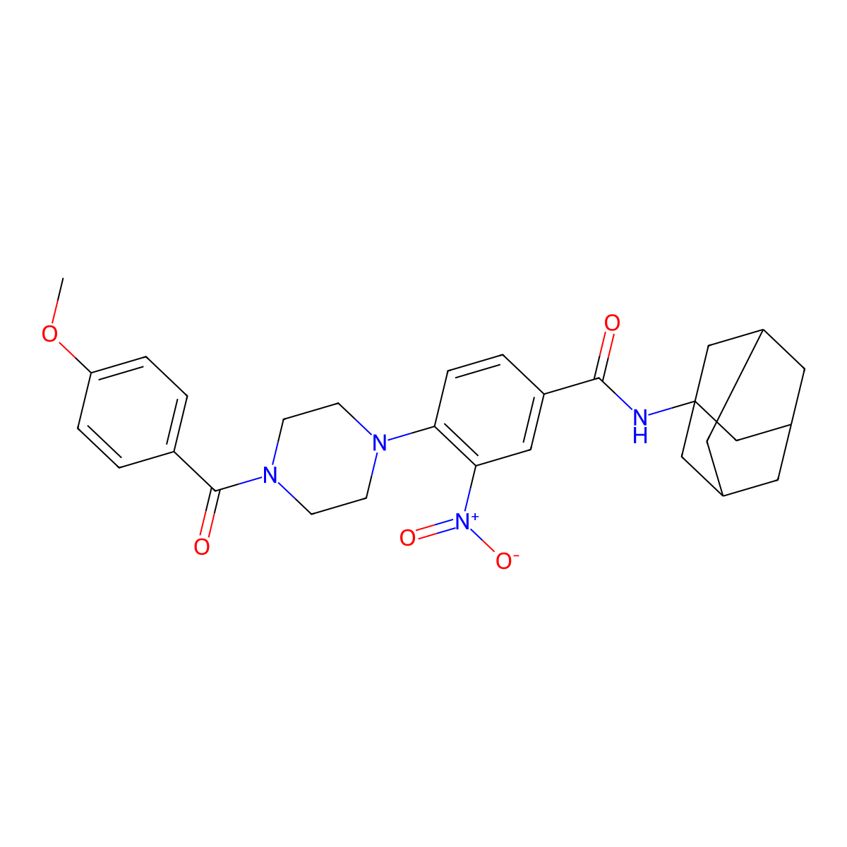 N-(1-adamantyl)-4-[4-(4-methoxybenzoyl)piperazin-1-yl]-3-nitrobenzamide molecular structure, CAS 663182-22-7