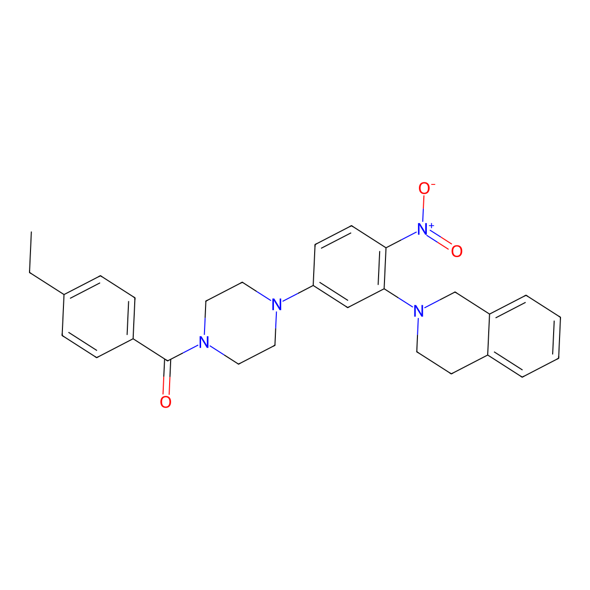 [4-[3-(3,4-dihydro-1H-isoquinolin-2-yl)-4-nitrophenyl]piperazin-1-yl]-(4-ethylphenyl)methanone molecular structure, CAS 663182-29-4