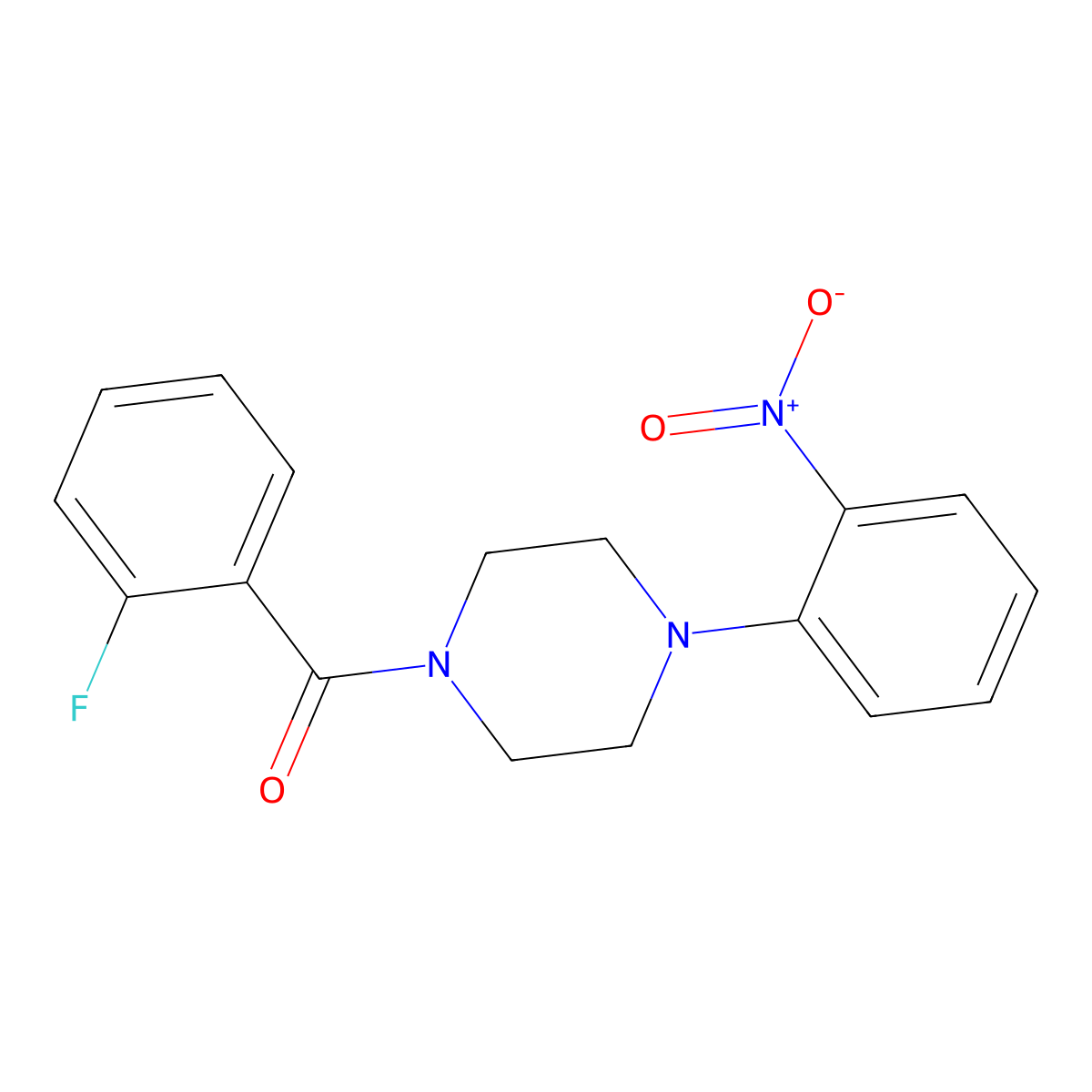 (2-Fluorophenyl)[4-(2-nitrophenyl)piperazin-1-yl]methanone molecular structure, CAS 663182-34-1
