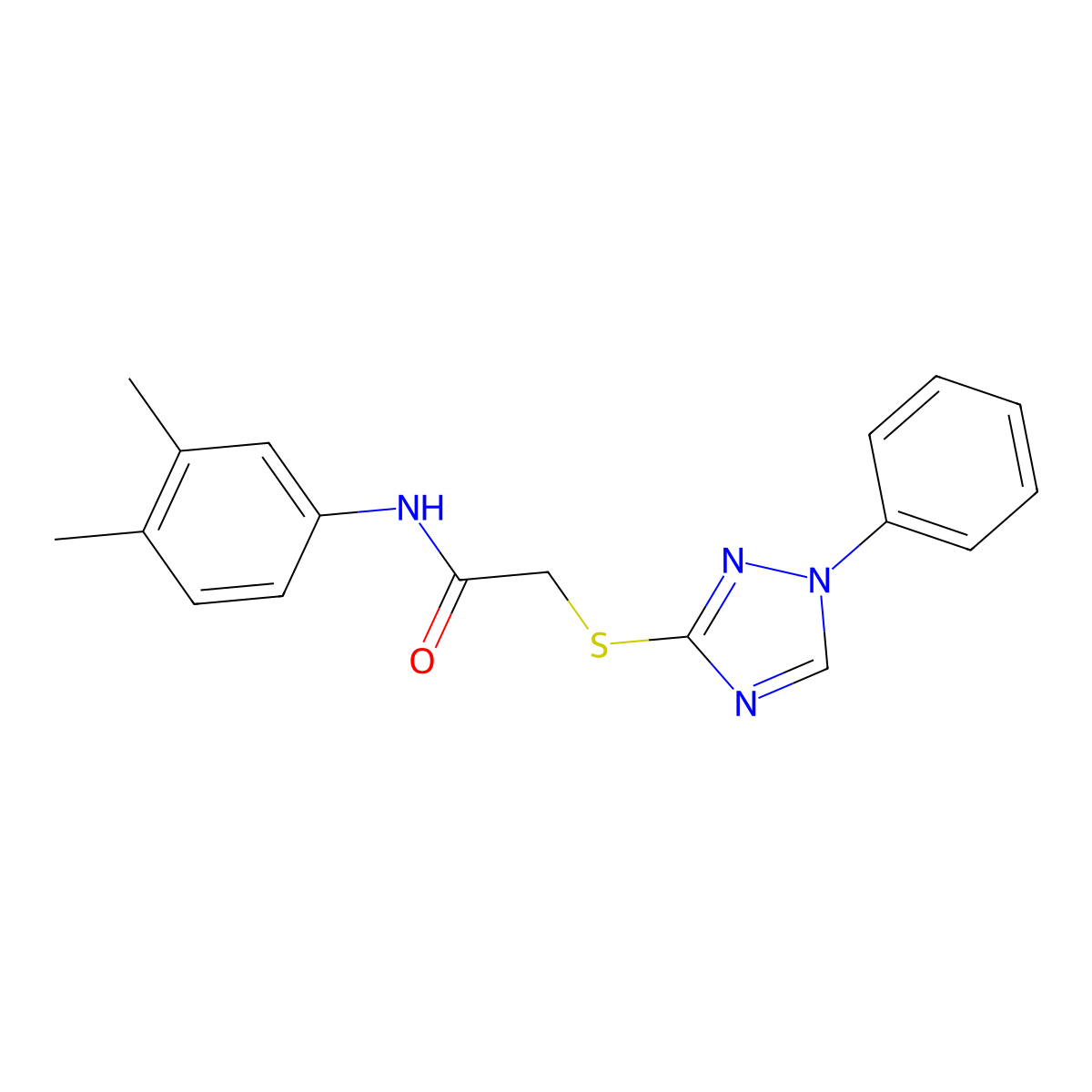 N-(3,4-dimethylphenyl)-2-[(1-phenyl-1,2,4-triazol-3-yl)thio]acetamide molecular structure, CAS 663182-88-5