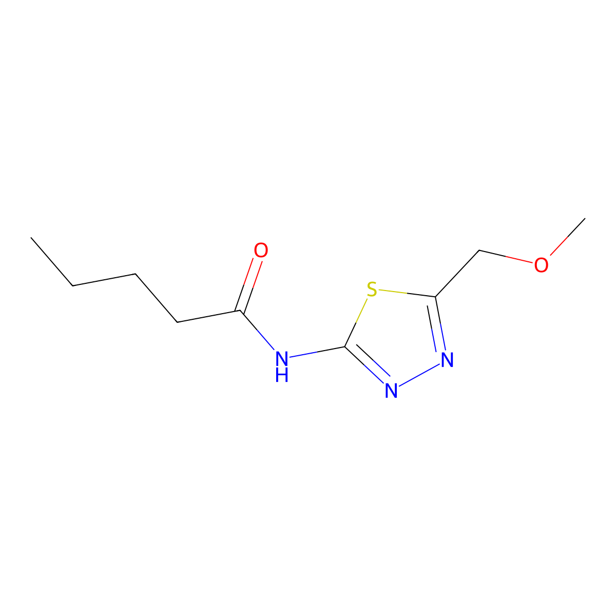 N-[5-(methoxymethyl)-1,3,4-thiadiazol-2-yl]pentanamide molecular structure, CAS 663183-32-2