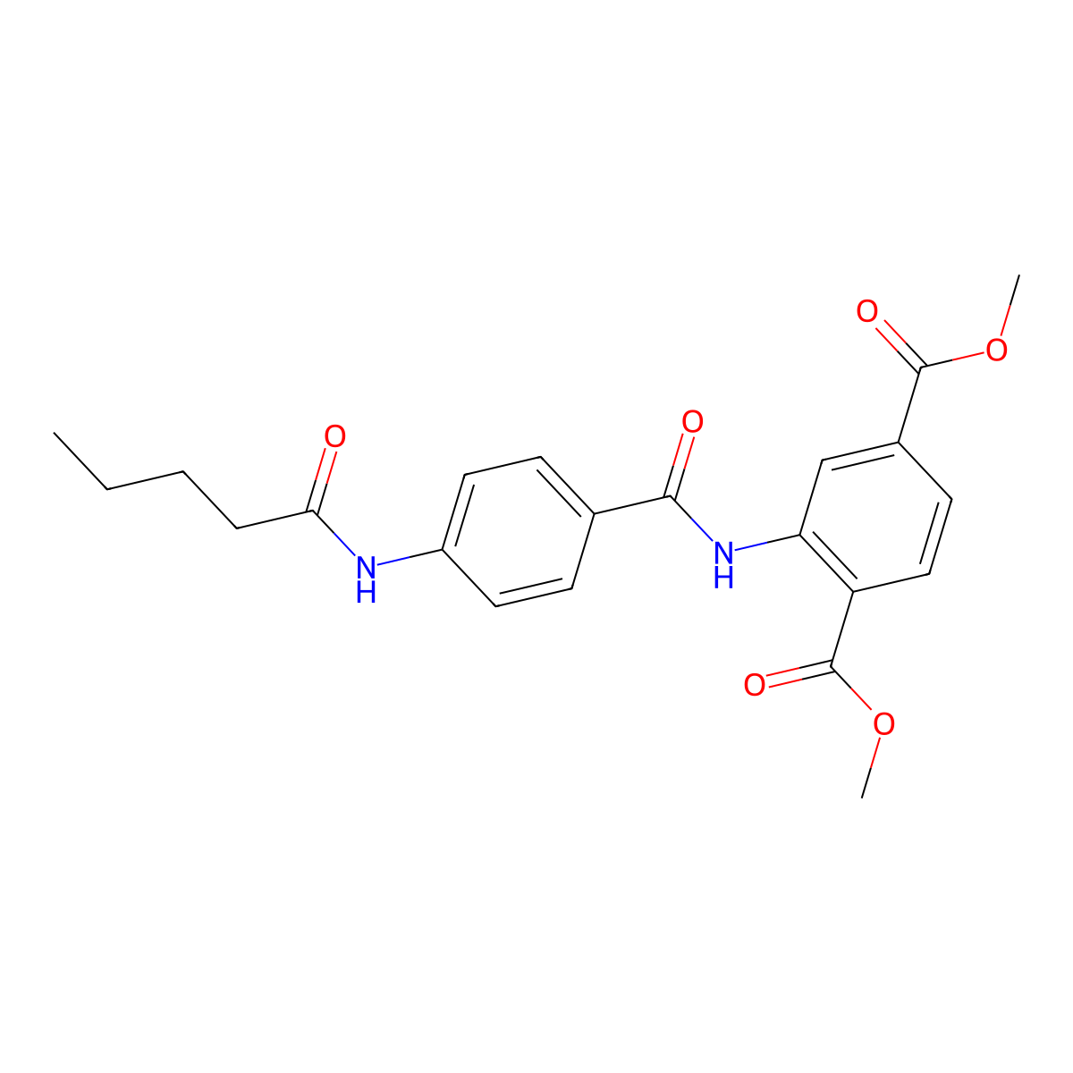 Methyl 4-(methoxycarbonyl)-3-{[4-(pentanoylamino)phenyl]carbonylamino}benzoate molecular structure, CAS 663183-53-7