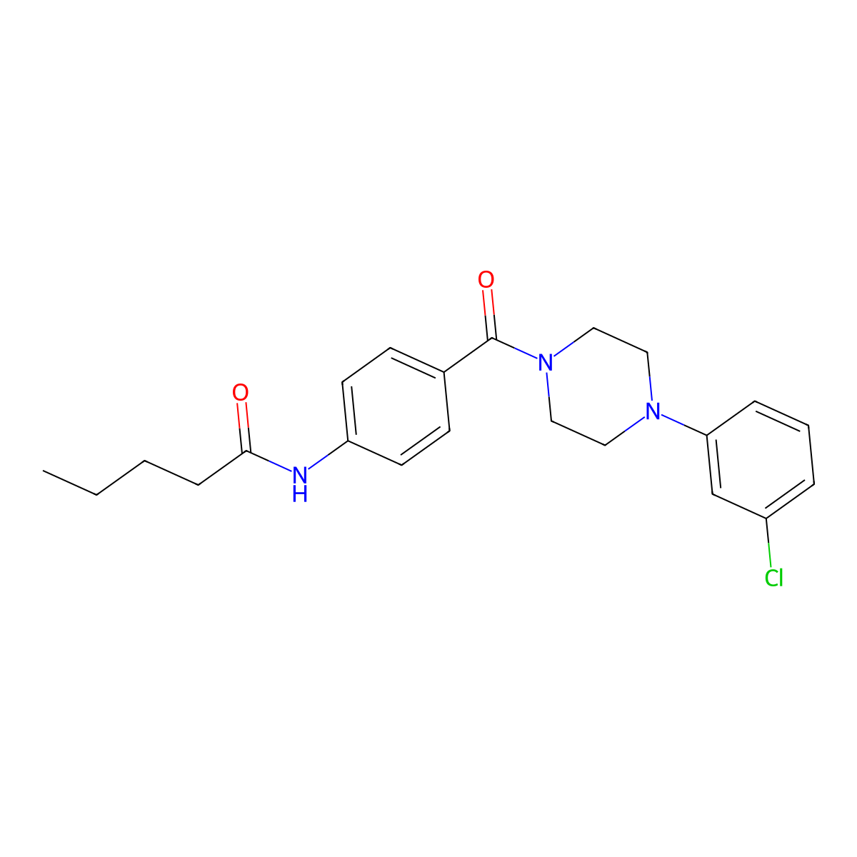 N-[4-[4-(3-chlorophenyl)piperazine-1-carbonyl]phenyl]pentanamide molecular structure, CAS 663183-67-3