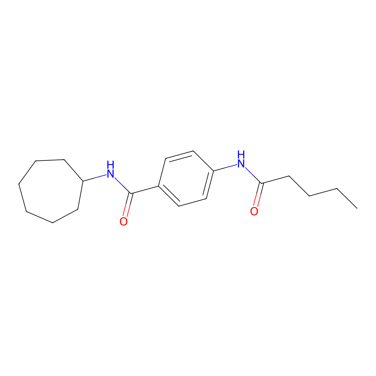 N-cycloheptyl-4-(pentanoylamino)benzamide molecular structure, CAS 663184-07-4