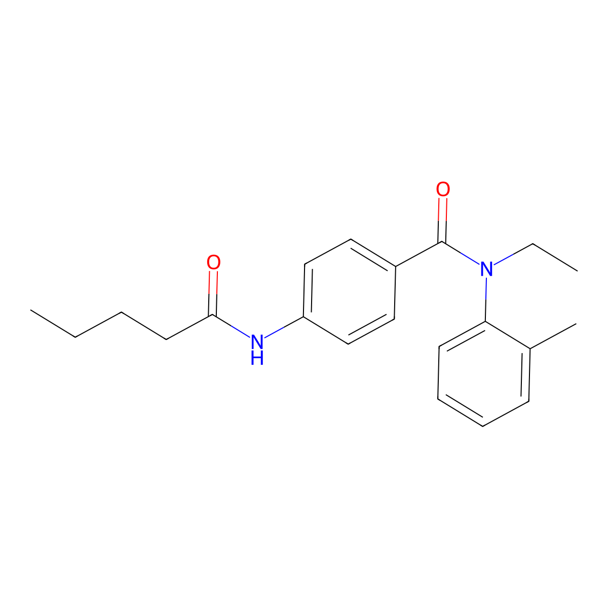 N-ethyl-N-(2-methylphenyl)-4-(pentanoylamino)benzamide molecular structure, CAS 663184-08-5