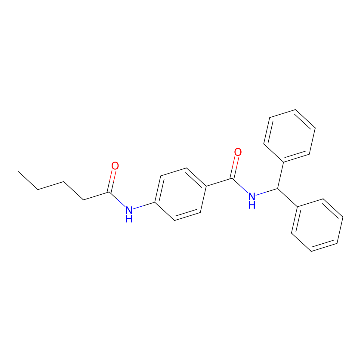 N-benzhydryl-4-(pentanoylamino)benzamide molecular structure, CAS 663184-19-8