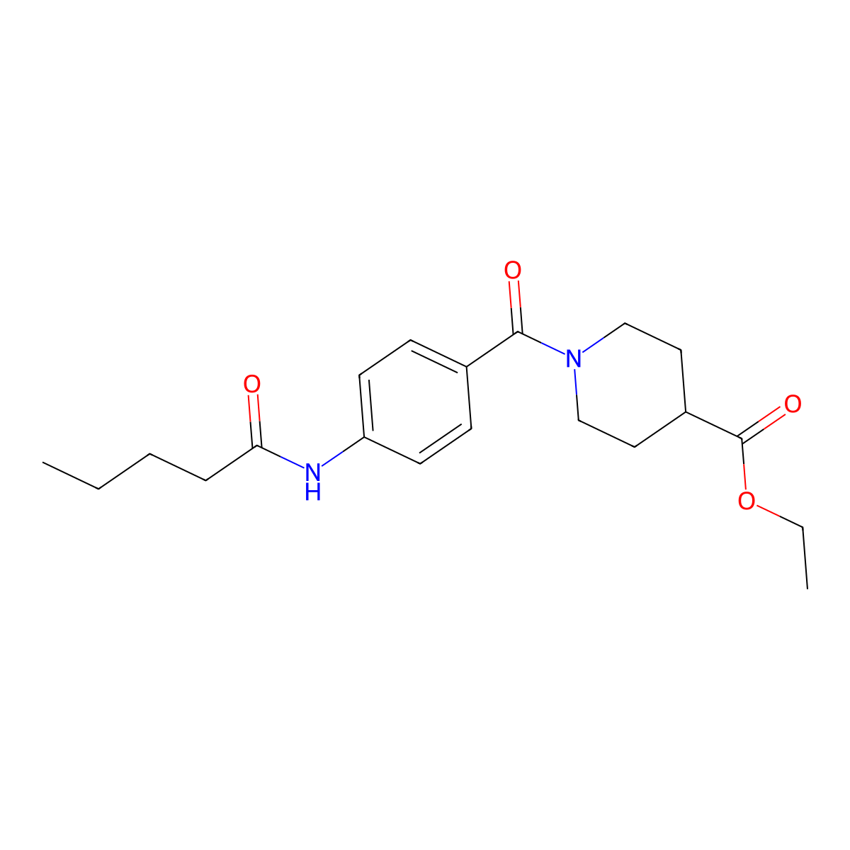 Ethyl 1-{[4-(pentanoylamino)phenyl]carbonyl}piperidine-4-carboxylate molecular structure, CAS 663184-23-4