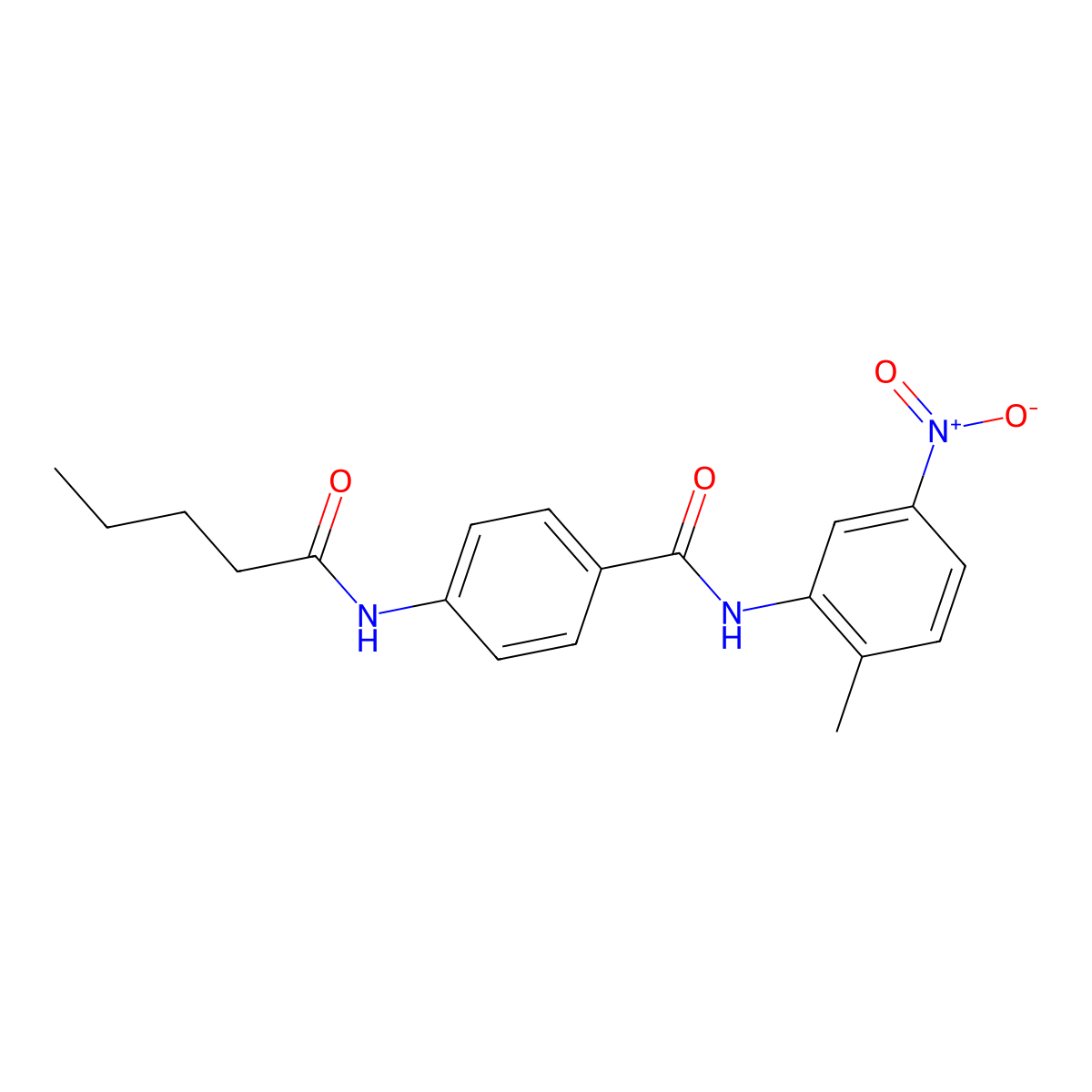 N-(2-methyl-5-nitrophenyl)-4-(pentanoylamino)benzamide molecular structure, CAS 663184-25-6