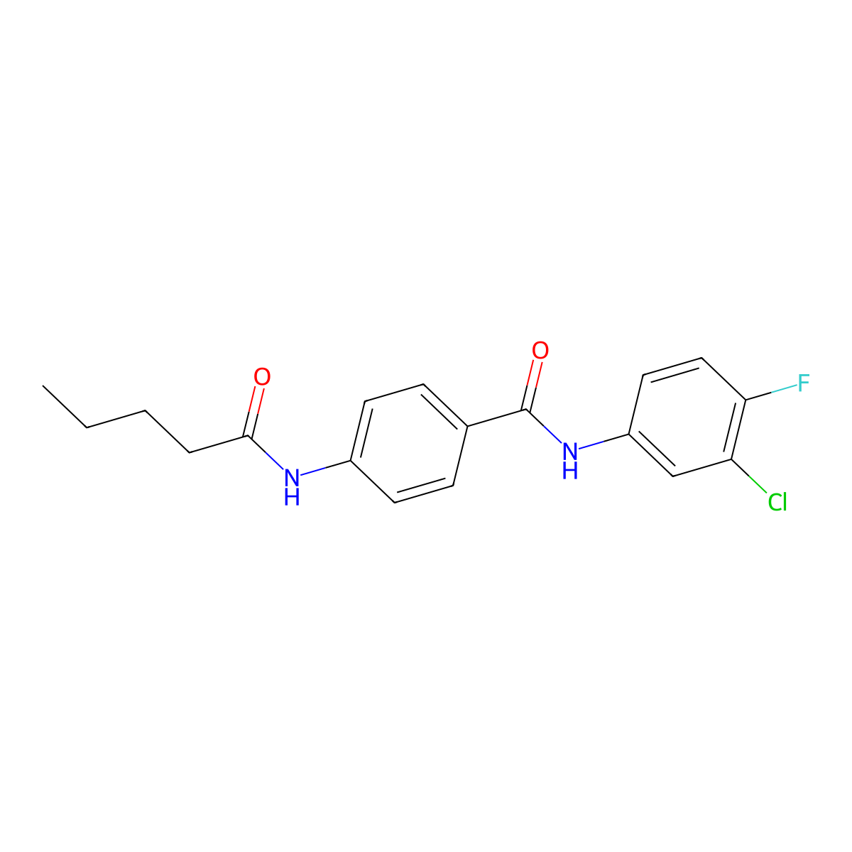 N-(3-chloro-4-fluorophenyl)-4-(pentanoylamino)benzamide molecular structure, CAS 663184-57-4
