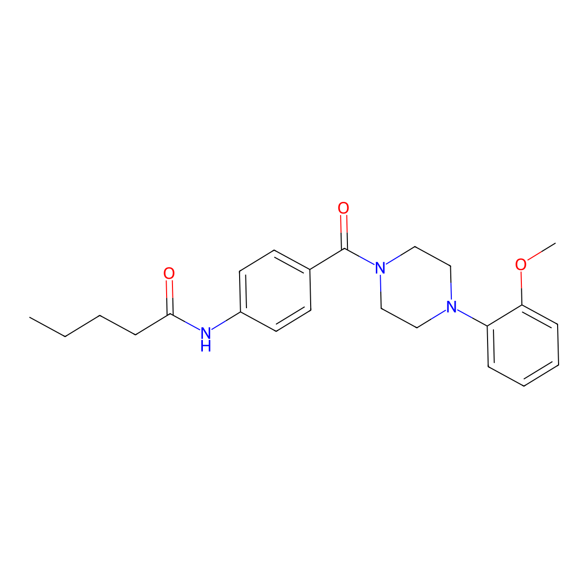 N-[4-[4-(2-methoxyphenyl)piperazine-1-carbonyl]phenyl]pentanamide molecular structure, CAS 663184-92-7