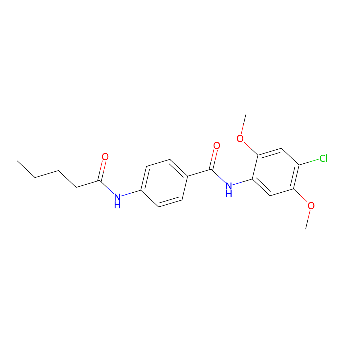 N-(4-chloro-2,5-dimethoxyphenyl)-4-(pentanoylamino)benzamide molecular structure, CAS 663185-00-0