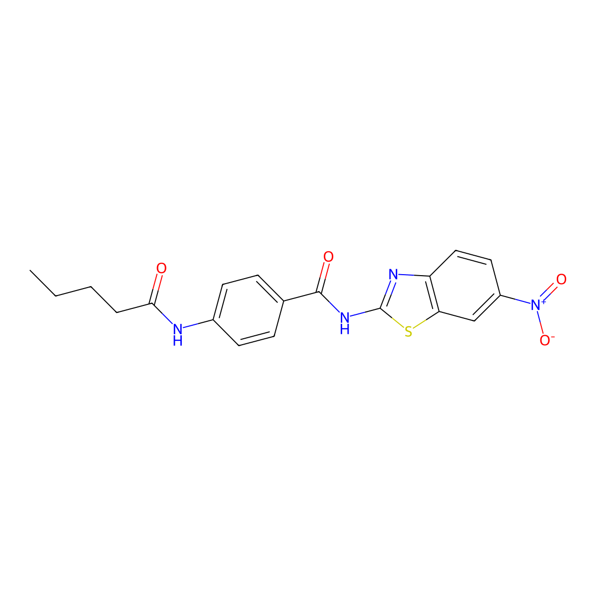 N-(6-nitro-1,3-benzothiazol-2-yl)-4-(pentanoylamino)benzamide molecular structure, CAS 663185-06-6