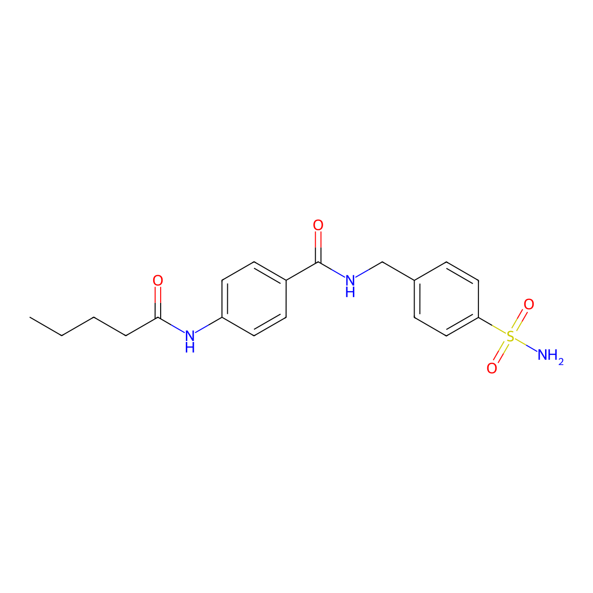 4-(pentanoylamino)-N-[(4-sulfamoylphenyl)methyl]benzamide molecular structure, CAS 663185-14-6