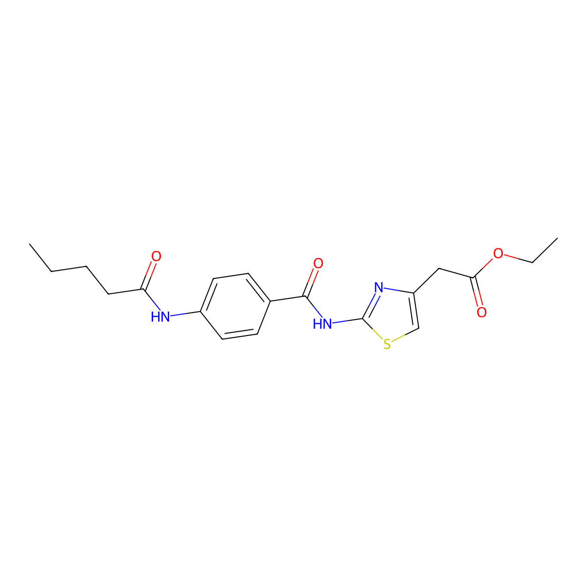 Ethyl (2-{[4-(pentanoylamino)benzoyl]amino}-1,3-thiazol-4-yl)acetate molecular structure, CAS 663185-33-9