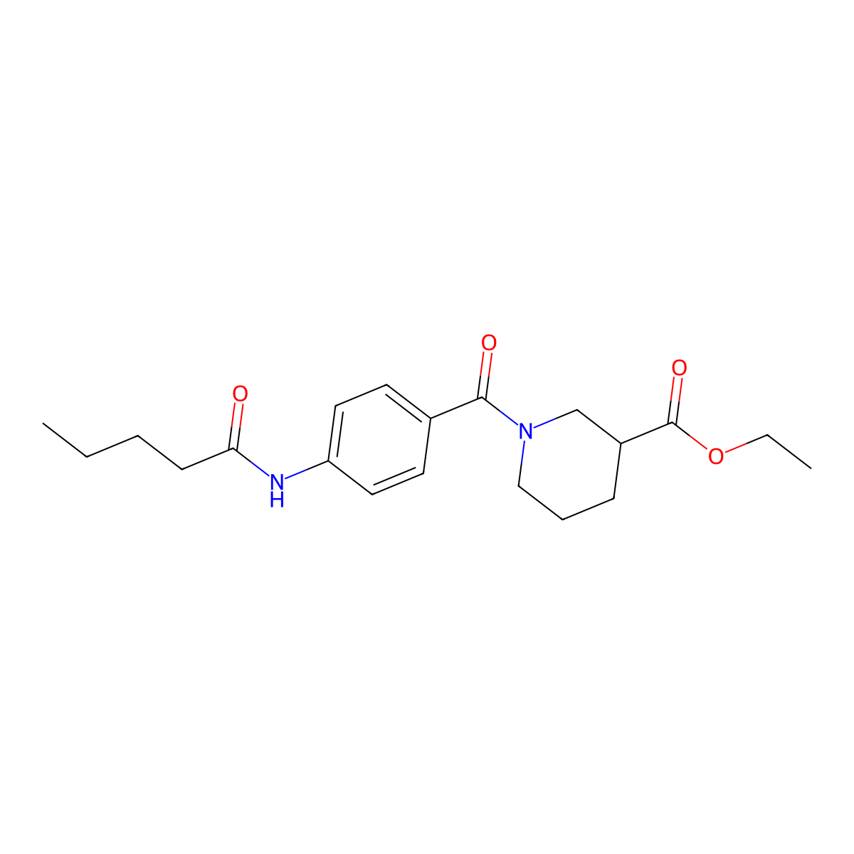 Ethyl 1-[4-(pentanoylamino)benzoyl]-3-piperidinecarboxylate molecular structure, CAS 663185-34-0