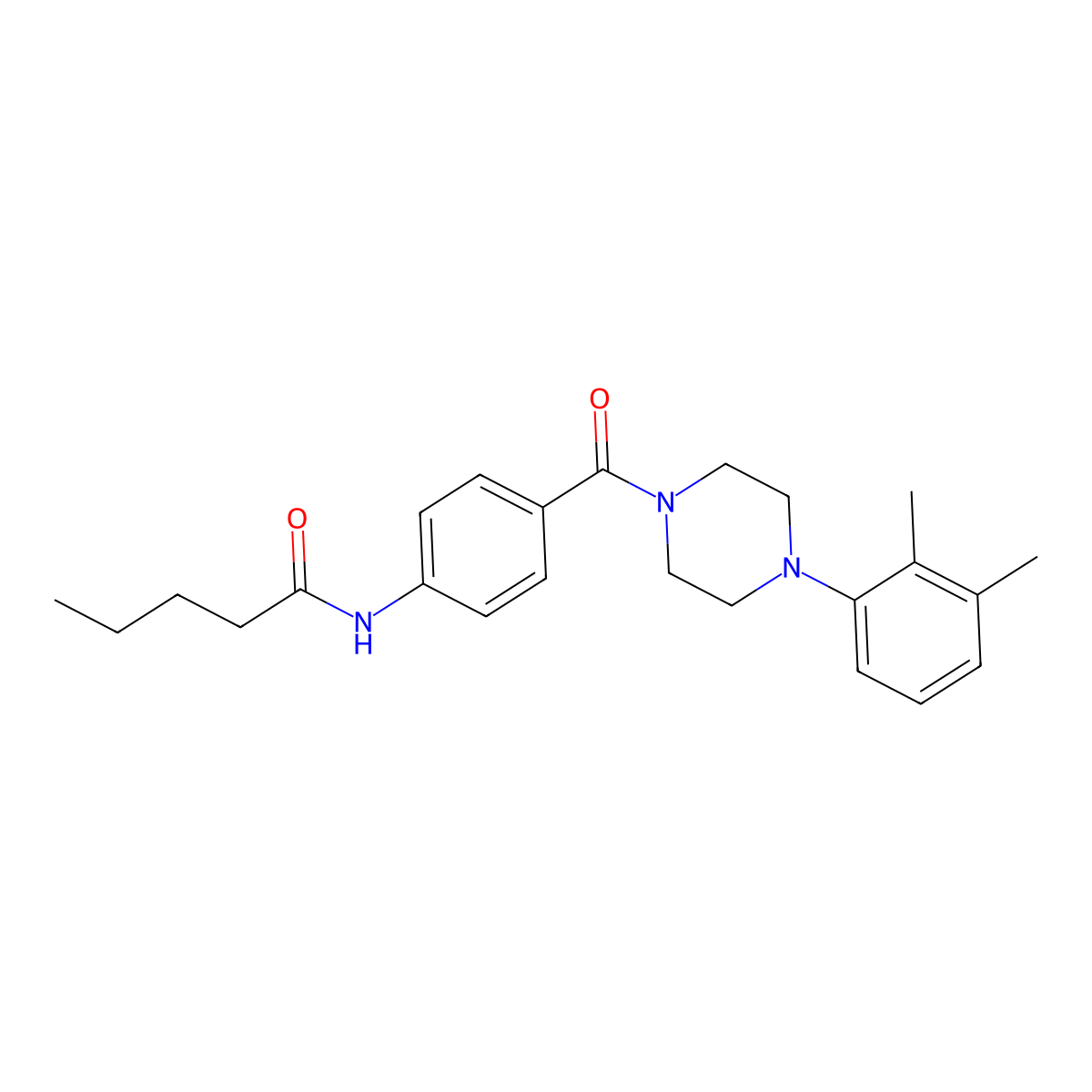 N-[4-[4-(2,3-dimethylphenyl)piperazine-1-carbonyl]phenyl]pentanamide molecular structure, CAS 663185-42-0