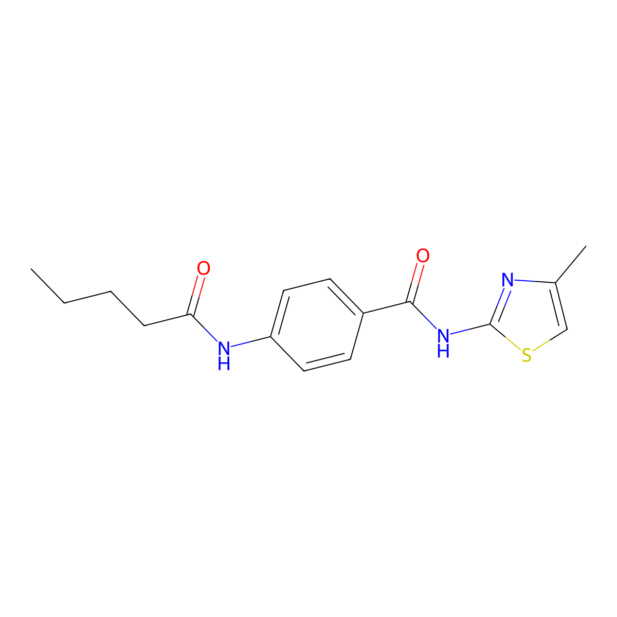 N-(4-methyl-1,3-thiazol-2-yl)-4-(pentanoylamino)benzamide molecular structure, CAS 663185-58-8