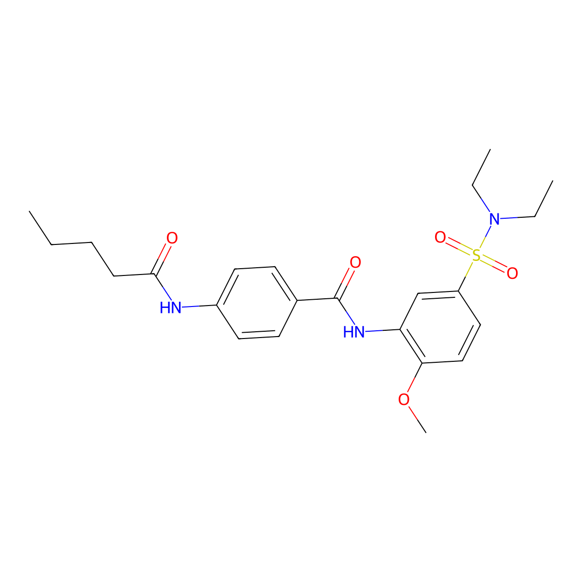 N-[5-(diethylsulfamoyl)-2-methoxyphenyl]-4-(pentanoylamino)benzamide molecular structure, CAS 663185-59-9