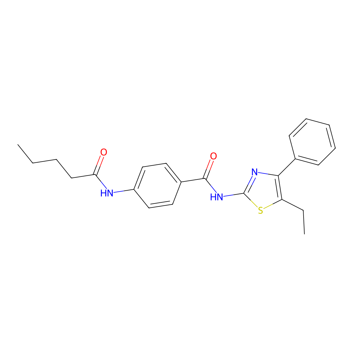 N-(5-ethyl-4-phenyl-1,3-thiazol-2-yl)-4-(pentanoylamino)benzamide molecular structure, CAS 663185-80-6
