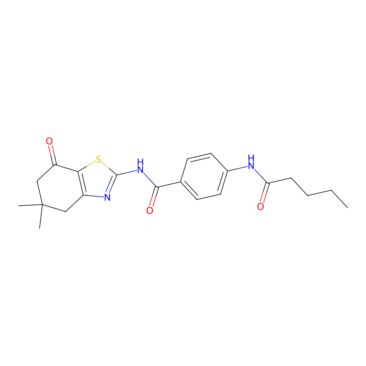 N-(5,5-dimethyl-7-oxo-4,6-dihydro-1,3-benzothiazol-2-yl)-4-(pentanoylamino)benzamide molecular structure, CAS 663185-82-8