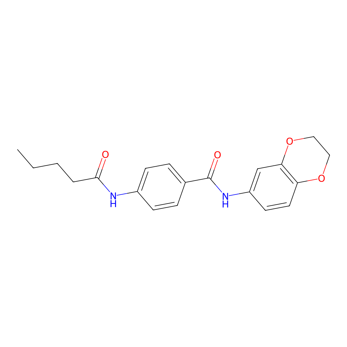 N-(2,3-dihydro-1,4-benzodioxin-6-yl)-4-(pentanoylamino)benzamide molecular structure, CAS 663185-93-1