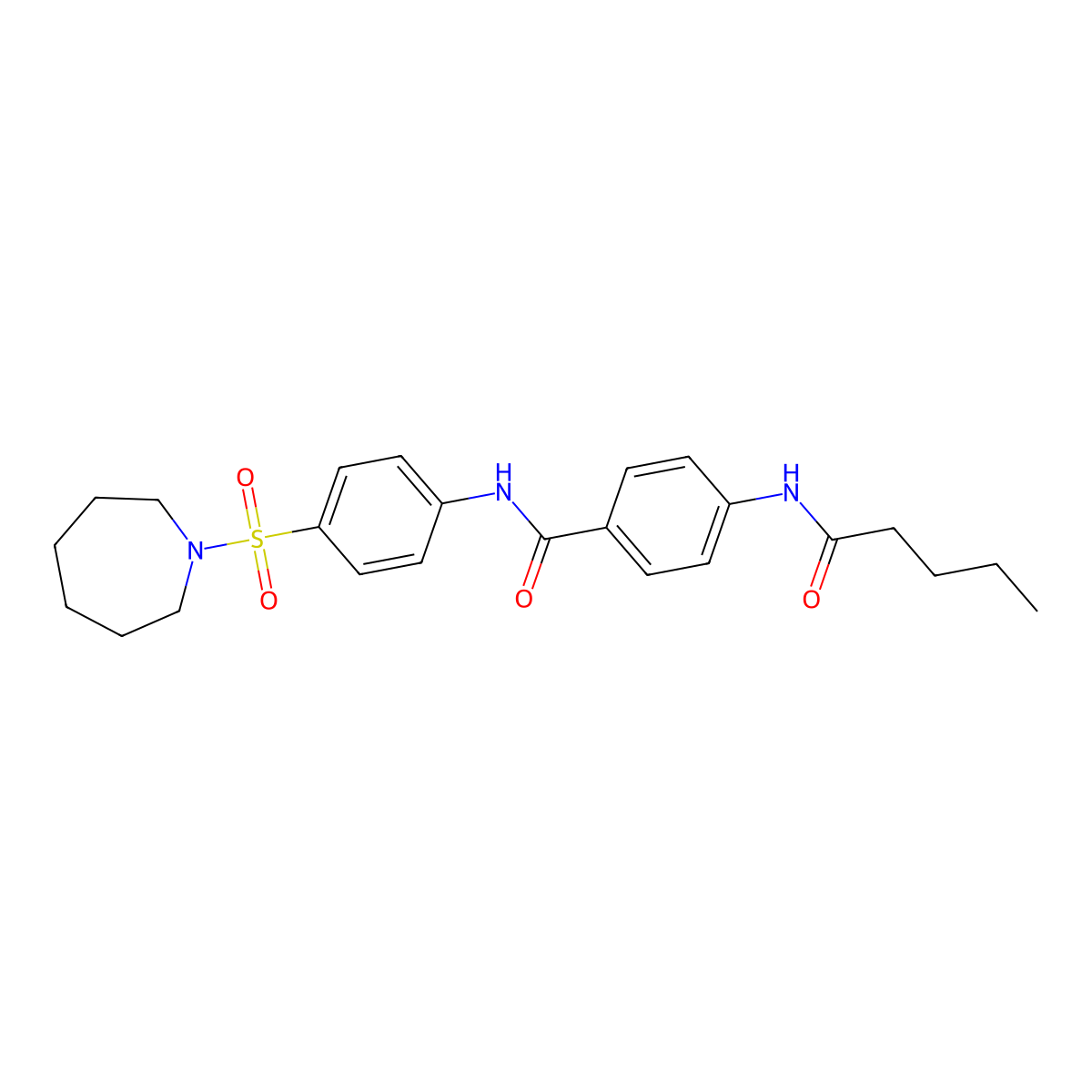 N-[4-(azepan-1-ylsulfonyl)phenyl]-4-(pentanoylamino)benzamide molecular structure, CAS 663185-98-6