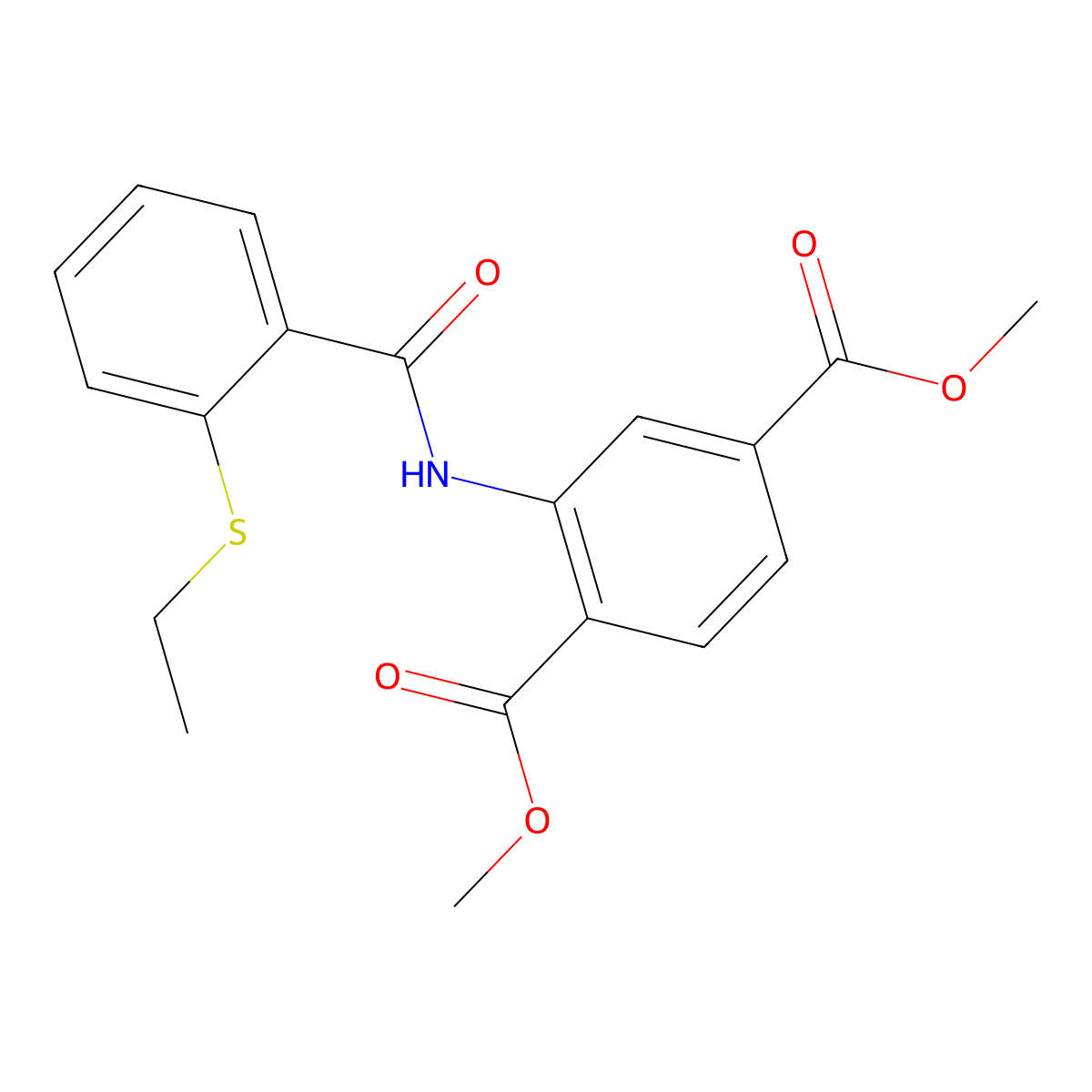 Dimethyl 2-({[2-(ethylsulfanyl)phenyl]carbonyl}amino)benzene-1,4-dicarboxylate molecular structure, CAS 663186-04-7