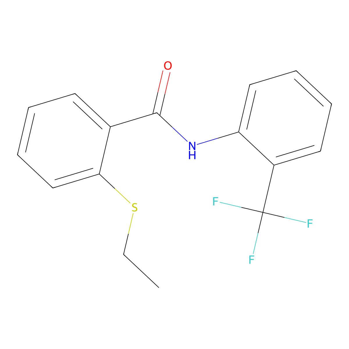 2-(ethylsulfanyl)-N-[2-(trifluoromethyl)phenyl]benzamide molecular structure, CAS 663186-08-1