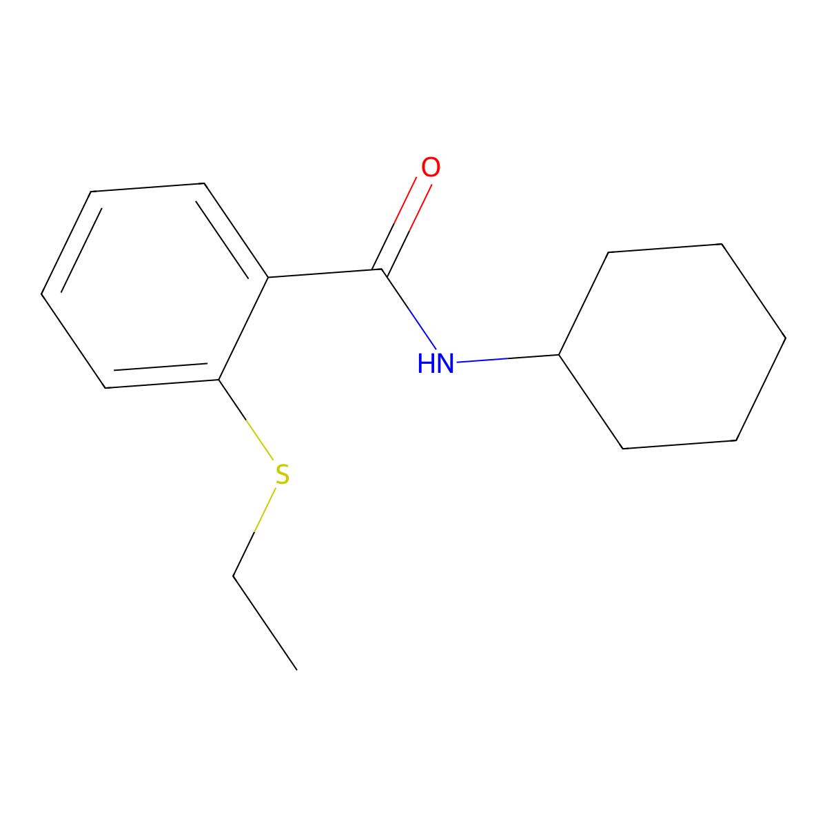 N-cyclohexyl-2-(ethylthio)benzamide molecular structure, CAS 663186-10-5