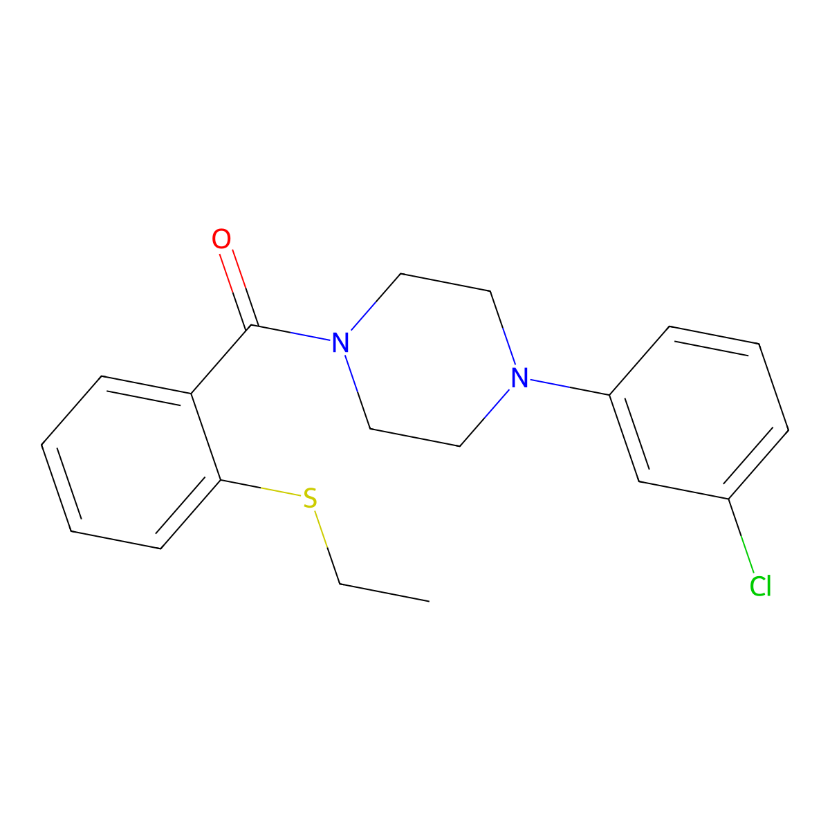 [4-(3-Chlorophenyl)piperazin-1-yl]-(2-ethylsulfanylphenyl)methanone molecular structure, CAS 663186-18-3