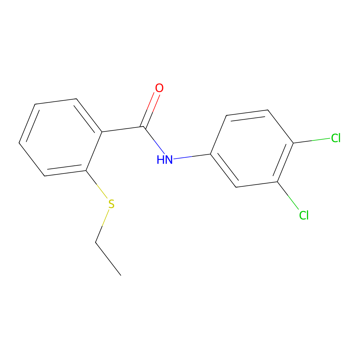 N-(3,4-dichlorophenyl)-2-ethylsulfanylbenzamide molecular structure, CAS 663186-23-0