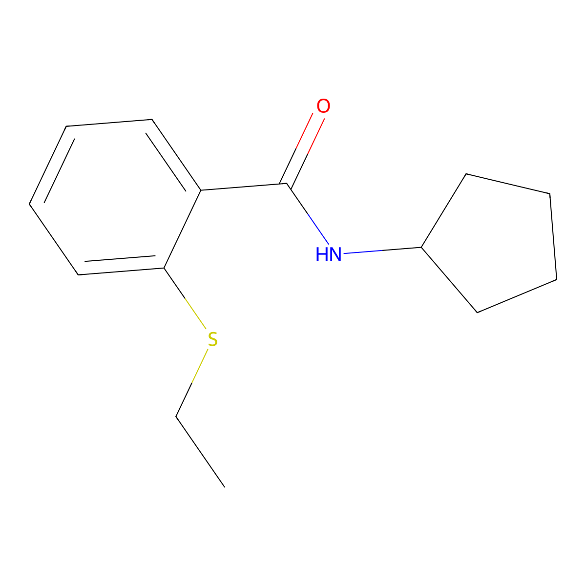 N-cyclopentyl-2-ethylsulfanylbenzamide molecular structure, CAS 663186-25-2