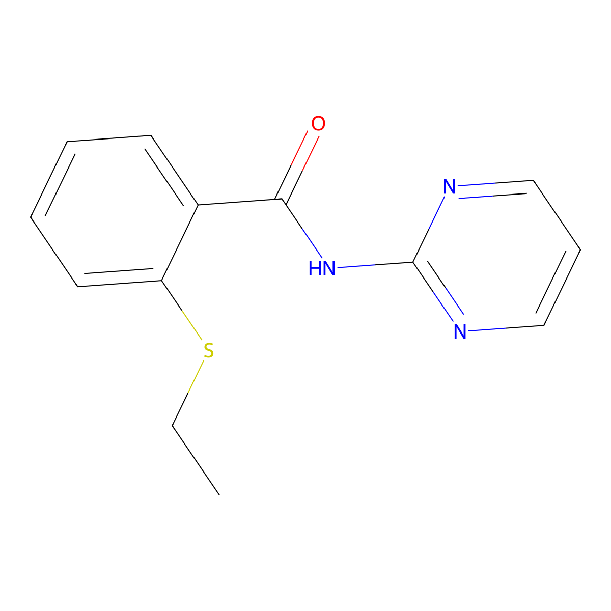 2-(ethylsulfanyl)-N-(pyrimidin-2-yl)benzamide molecular structure, CAS 663186-36-5