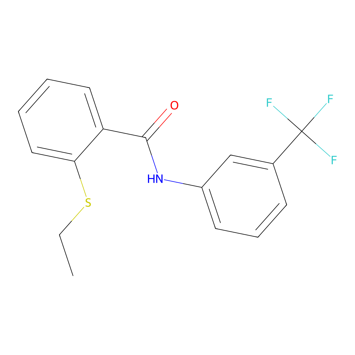 2-ethylsulfanyl-N-[3-(trifluoromethyl)phenyl]benzamide molecular structure, CAS 663186-38-7