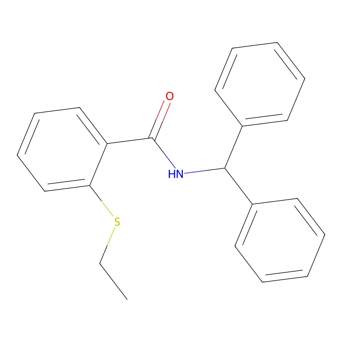 N-(diphenylmethyl)-2-(ethylsulfanyl)benzamide molecular structure, CAS 663186-77-4