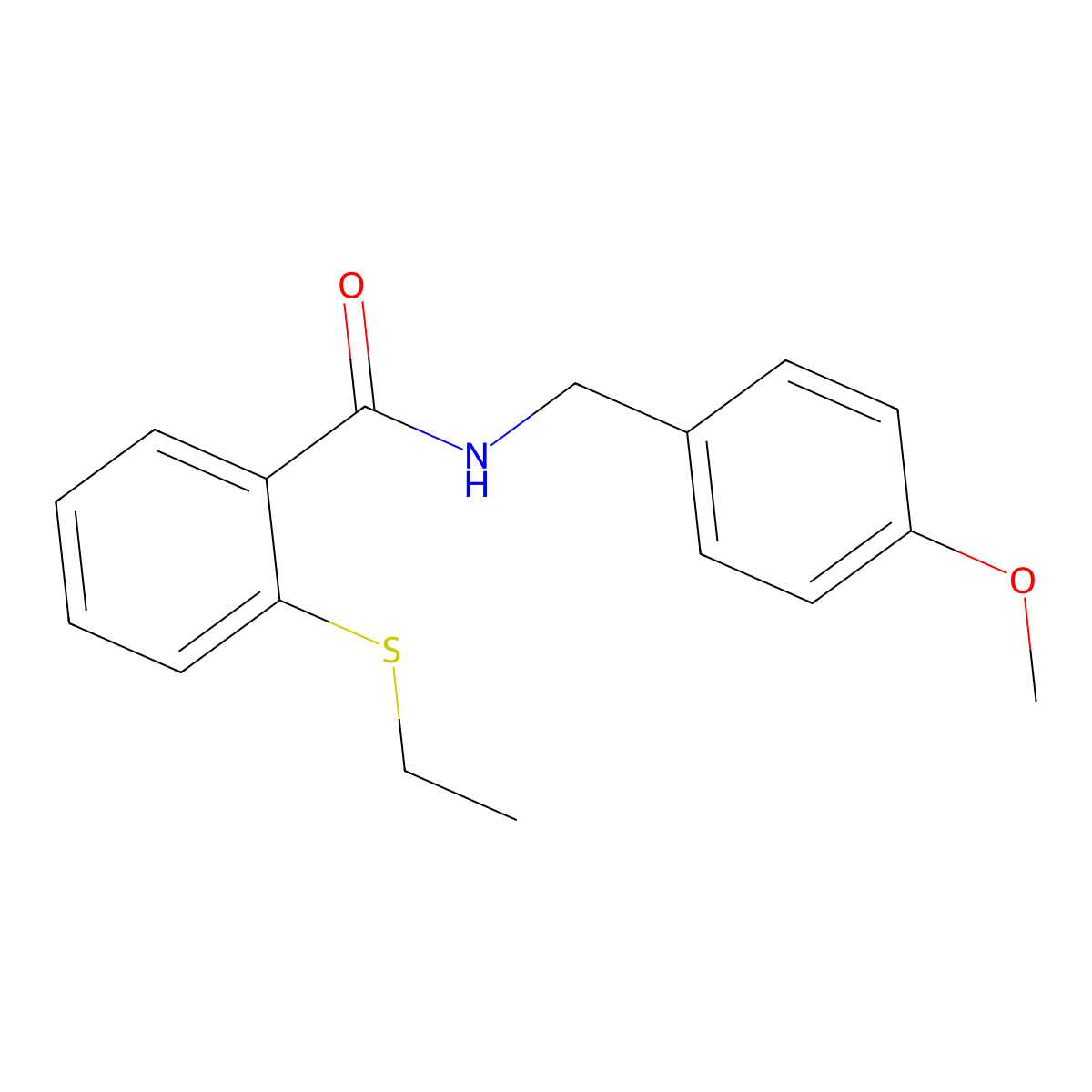 2-(ethylsulfanyl)-N-(4-methoxybenzyl)benzamide molecular structure, CAS 663186-93-4