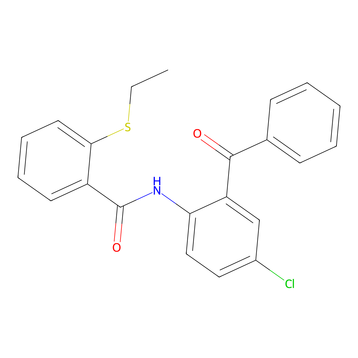N-(2-benzoyl-4-chlorophenyl)-2-ethylsulfanylbenzamide molecular structure, CAS 663186-99-0