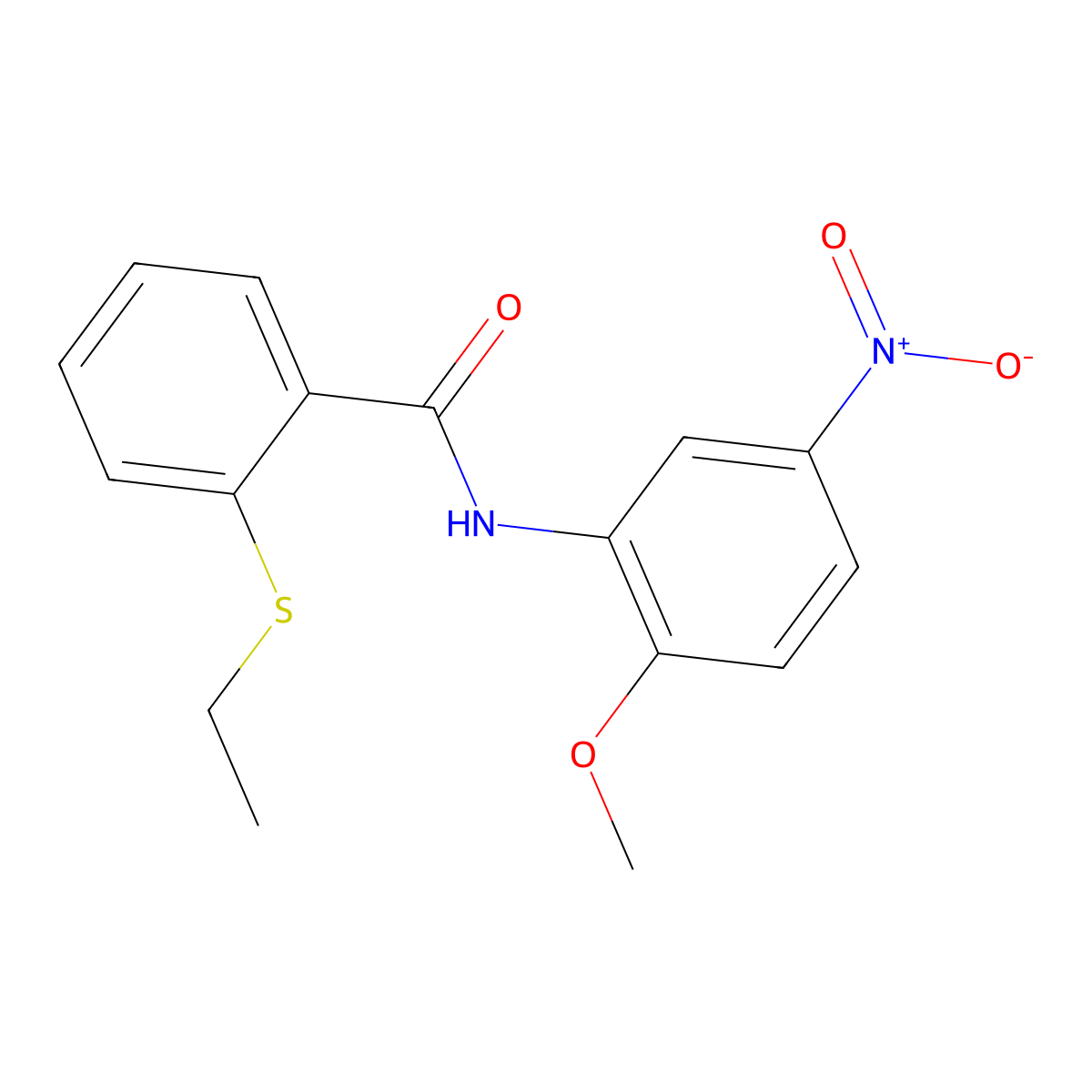 2-ethylsulfanyl-N-(2-methoxy-5-nitrophenyl)benzamide molecular structure, CAS 663187-00-6