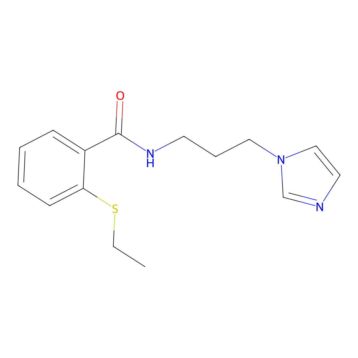 2-ethylsulfanyl-N-(3-imidazol-1-ylpropyl)benzamide molecular structure, CAS 663187-12-0
