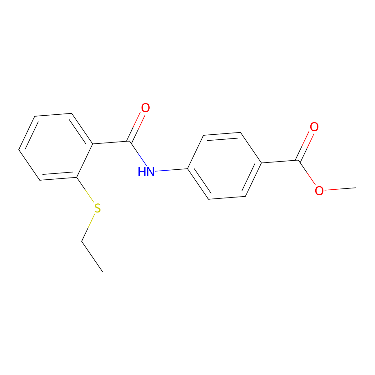 Methyl 4-({[2-(ethylsulfanyl)phenyl]carbonyl}amino)benzoate molecular structure, CAS 663187-20-0