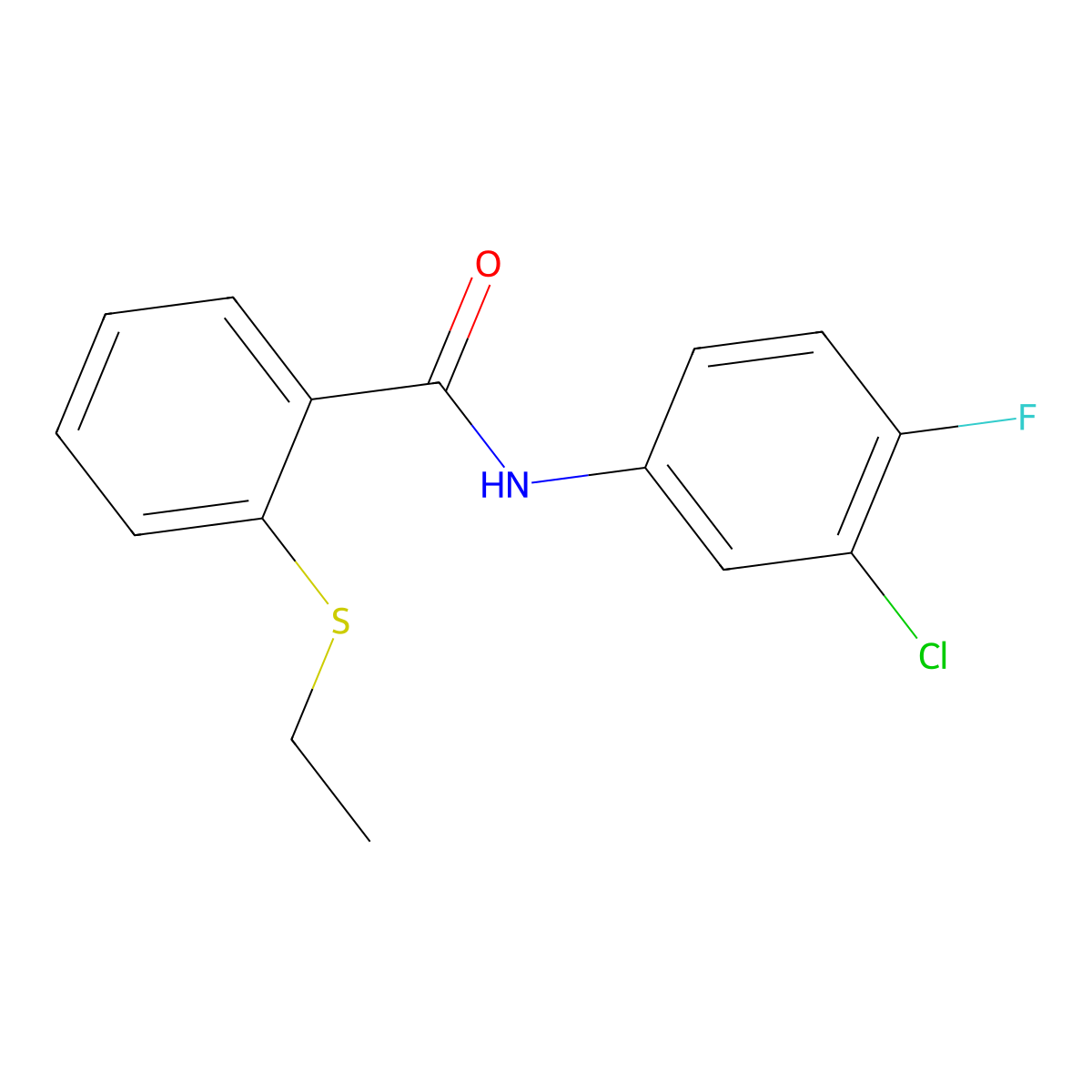 N-(3-chloro-4-fluorophenyl)-2-(ethylsulfanyl)benzamide molecular structure, CAS 663187-21-1