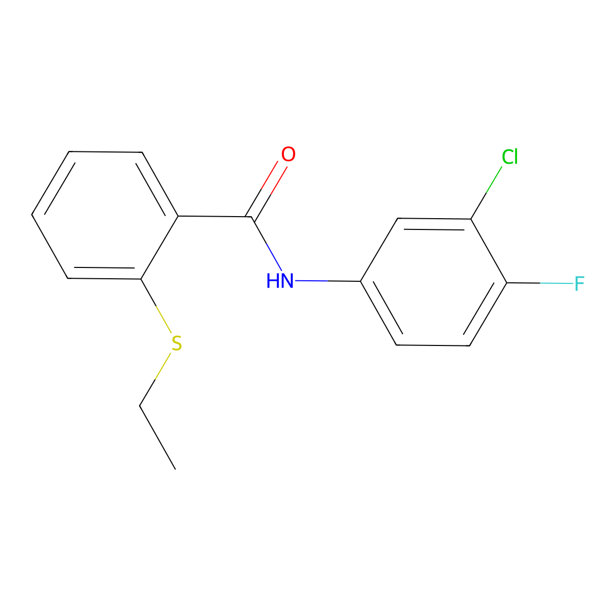 N-(3-chloro-4-fluorophenyl)-2-(ethylsulfanyl)benzamide molecular structure, CAS 663187-21-1