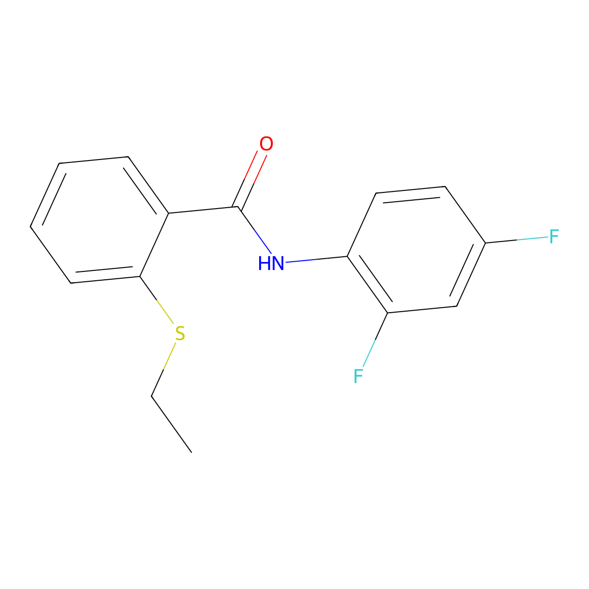 N-(2,4-difluorophenyl)-2-(ethylsulfanyl)benzamide molecular structure, CAS 663187-32-4
